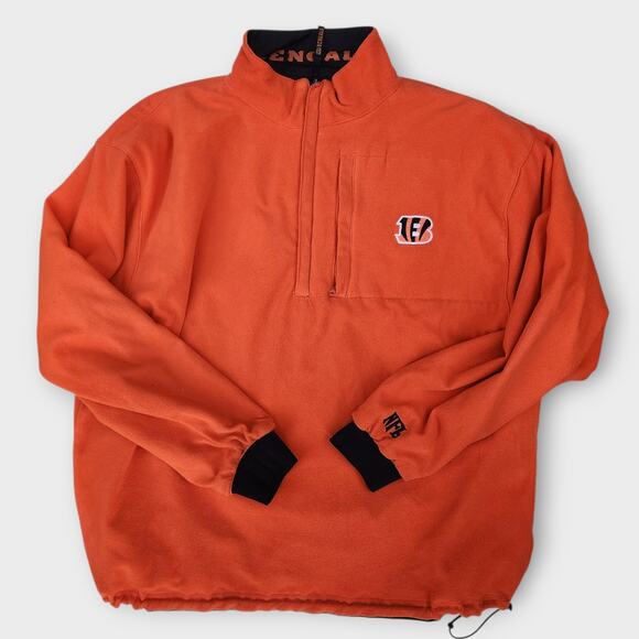 Cincinnati Bengals NFL Windbreaker Jacket Mens L Reversible Fleece 1/4 Zip *Hole - Picture 6 of 9